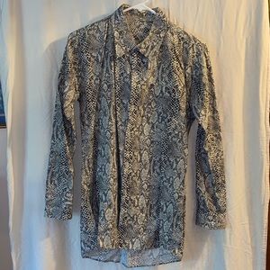 Snake skin print button down top. Size Small